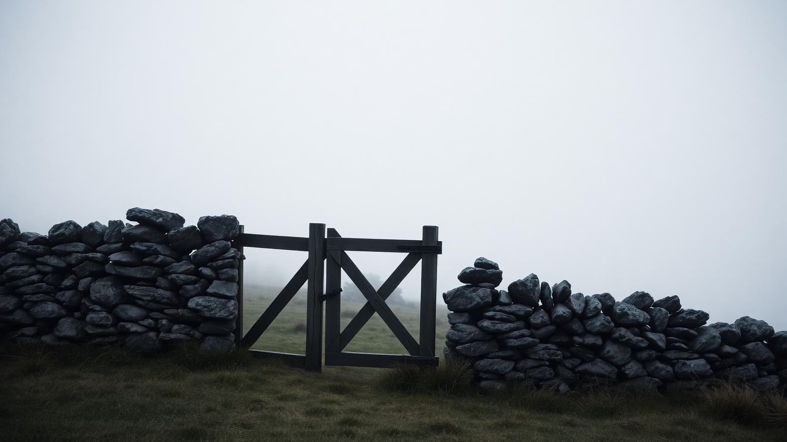 A closed field gate on a quiet Highland track